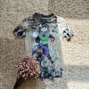 Naruto 2002 Masashi Kishimoto Tie Dye Black Gray Tee Kakashi Hatake Mens Size XS